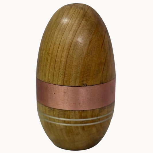 Deodar Lingam with Copper strip and Silver Inlay