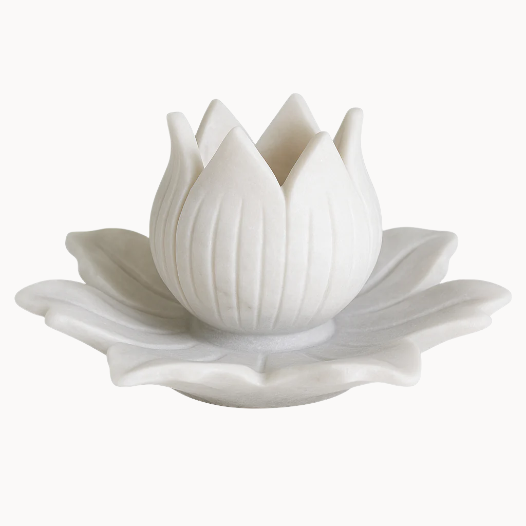 Marble Plate with Lotus Bowl