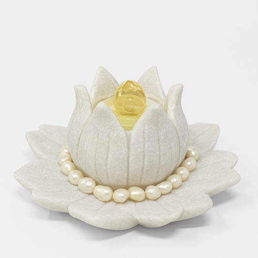 Marble Set with Crystal Lingam and Pearls